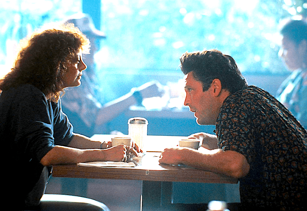 Louise (Susan Sarandon) tells Jimmy (Michael Madsen) that now is a bad time to get married, in “Thelma & Louise.” (MGM)