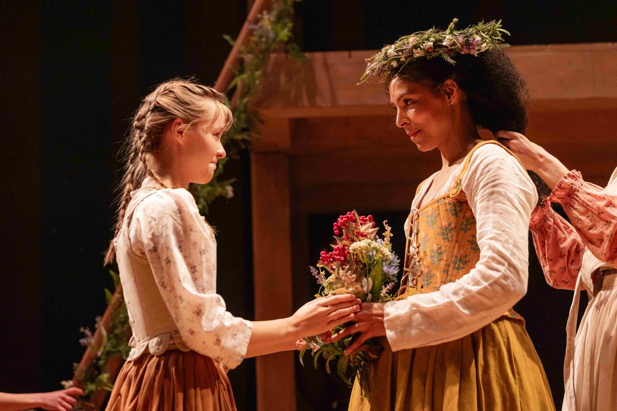 Eliza (Heather Forster, L) and Agnes (Kemi-Bo Jacobs), in "Hamnet." (Kyle Flubacker)