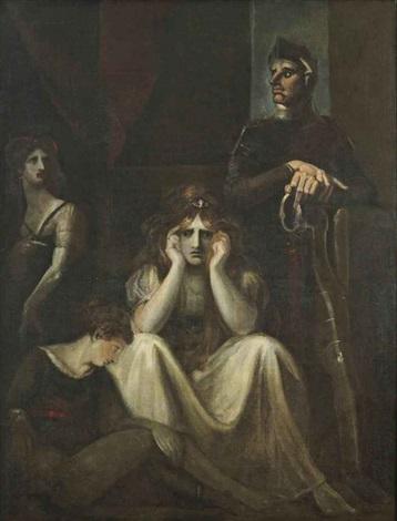 18世紀亨利‧富塞利(Henry Fuseli)的畫作《康斯坦絲夫人、亞瑟與索爾茲伯里伯爵》(Lady Constance, Arthur and the Earl of Salisbury)。(公有領域)
