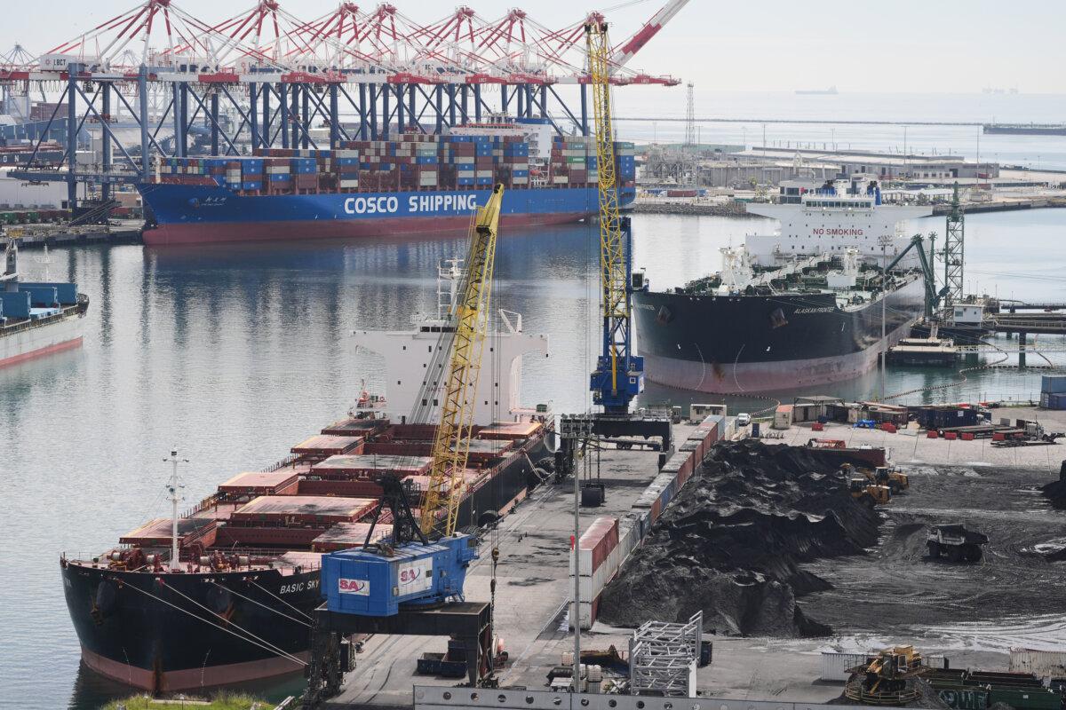 Ships are docked at the Port of Long Beach in Long Beach, Calif., on Feb. 20, 2026. (Damian Dovarganes/AP Photo)