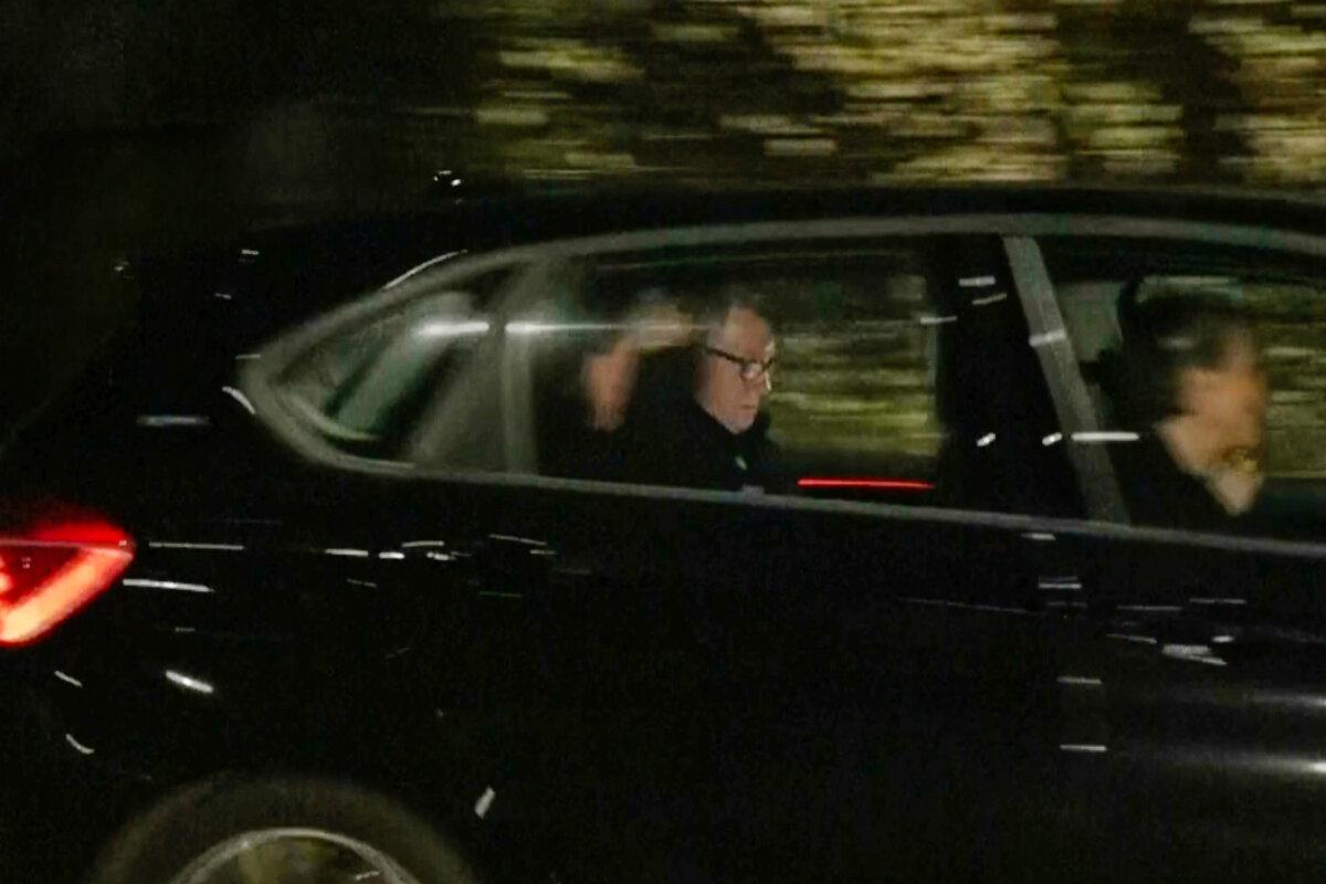 In this photo taken from video by Sky News, the UK's former ambassador to the United States, Peter Mandelson, is seen in a vehicle leaving a police station in London in the early hours of Feb. 24, 2026. (Sky News Exclusive via AP)