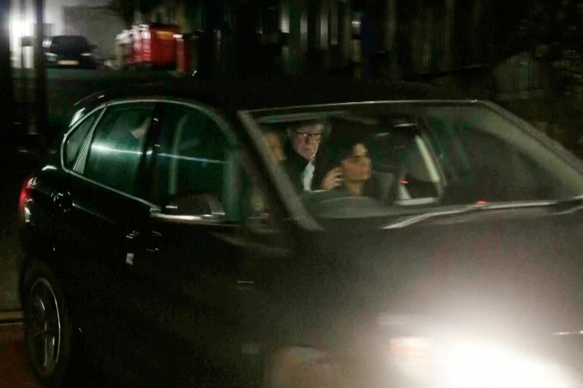 In this photo taken from a video by Sky News, the UK's former ambassador to the United States, Peter Mandelson, is seen in a vehicle leaving a police station in London in the early hours of Feb. 24, 2026. (Sky News Exclusive via AP)