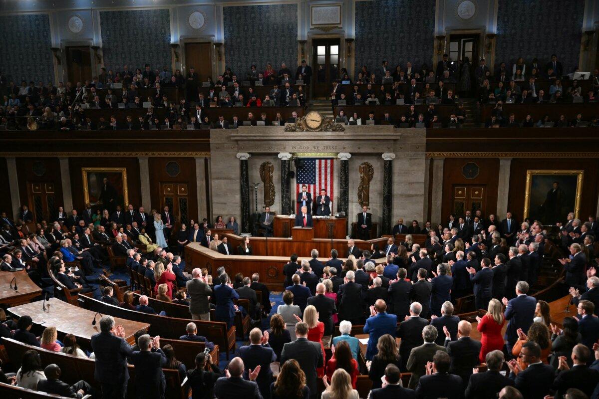 President Donald Trump delivers the State of the Union address in the House Chamber of the U.S. Capitol in Washington on Feb. 24, 2026. (Andrew Caballero-Reynolds/AFP via Getty Images)
