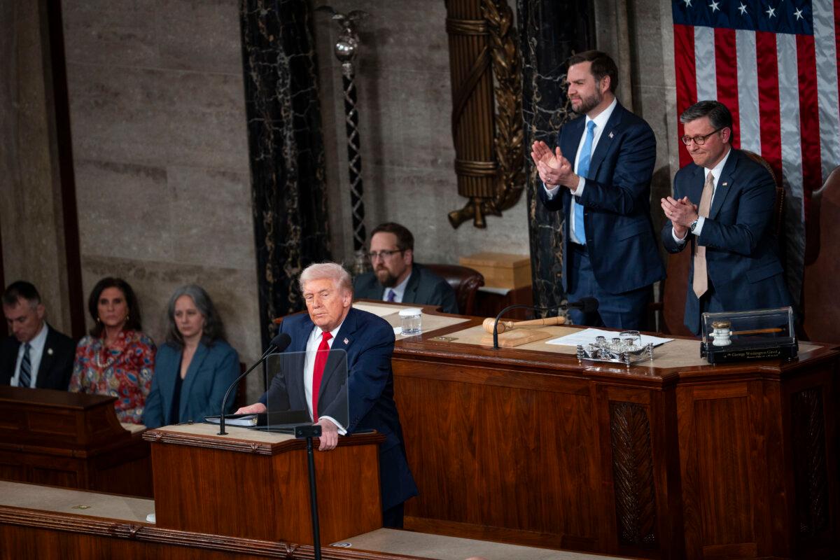 President Donald Trump delivers his first State of the Union address of his second term, in the House Chamber on Capitol Hill in Washington on Feb. 24, 2026. (Madalina Kilroy/The Epoch Times)