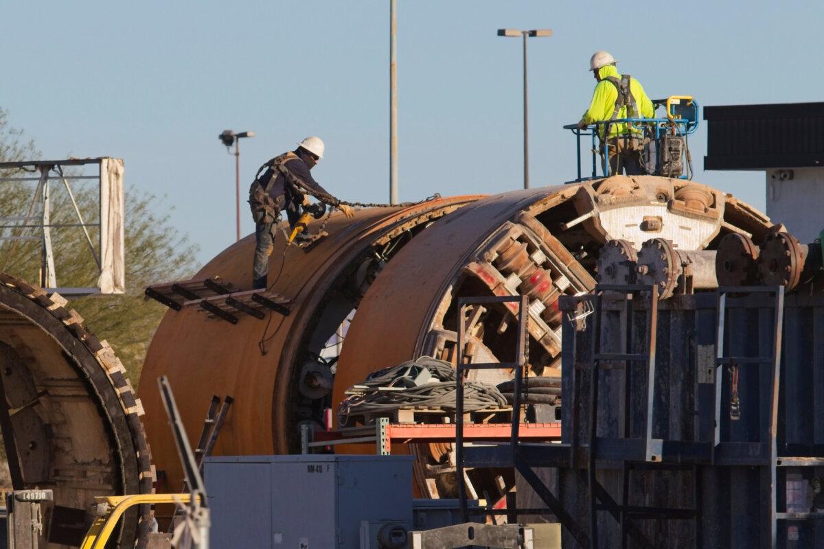 Construction is underway near the Vegas Loop in Las Vegas on Feb. 4, 2026. (Ty ONeil/AP Photo)