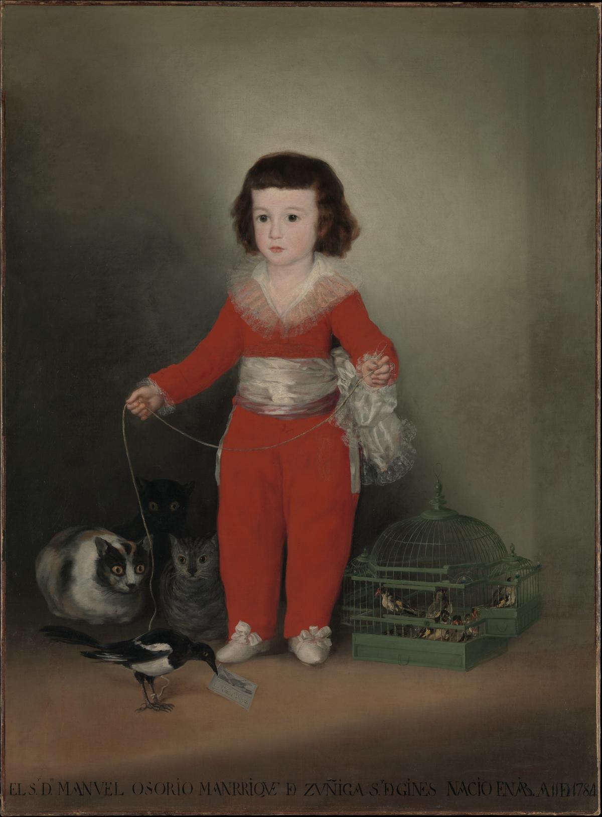 A portrait of Manuel Osorio Manrique de Zuñiga (1784–1792), 1787–1788, by Goya. Oil on canvas; 50 inches by 40 inches. Metropolitan Museum of Art, New York City. (Public Domain)