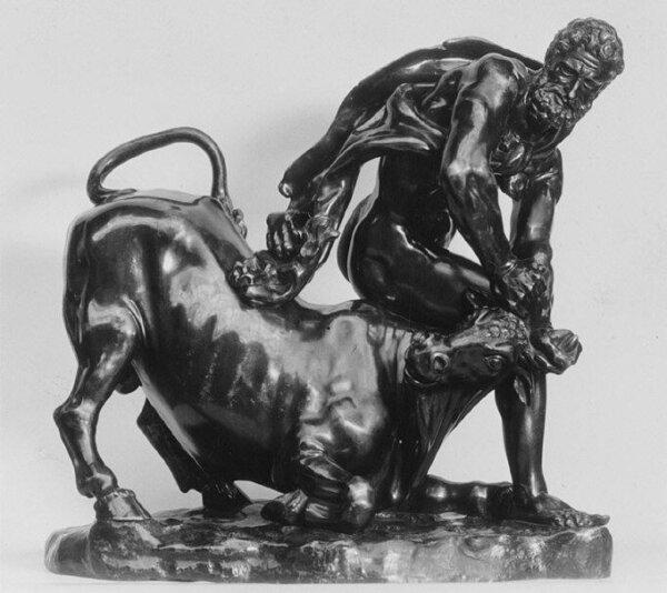 Bronze statue of Herakles and the Cretan Bull, Metropolitan Museum of Art, New York. (CC BY-SA 1.0)