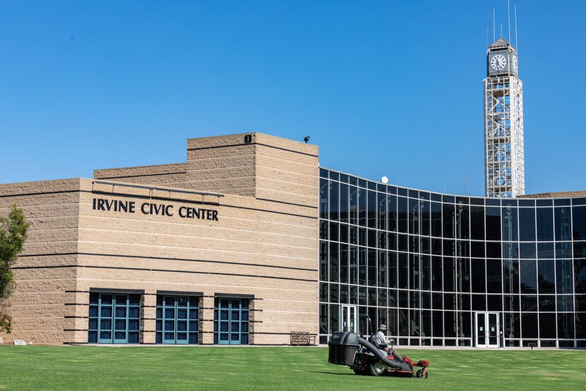 The Irvine City Hall and Civic Center building on Oct. 12, 2020. Irvine police were the first to respond to a residence in an upscale community where they found "suspicious circumstances" that led to an FBI investigation on Feb. 23, 2026. (John Fredricks/The Epoch Times)