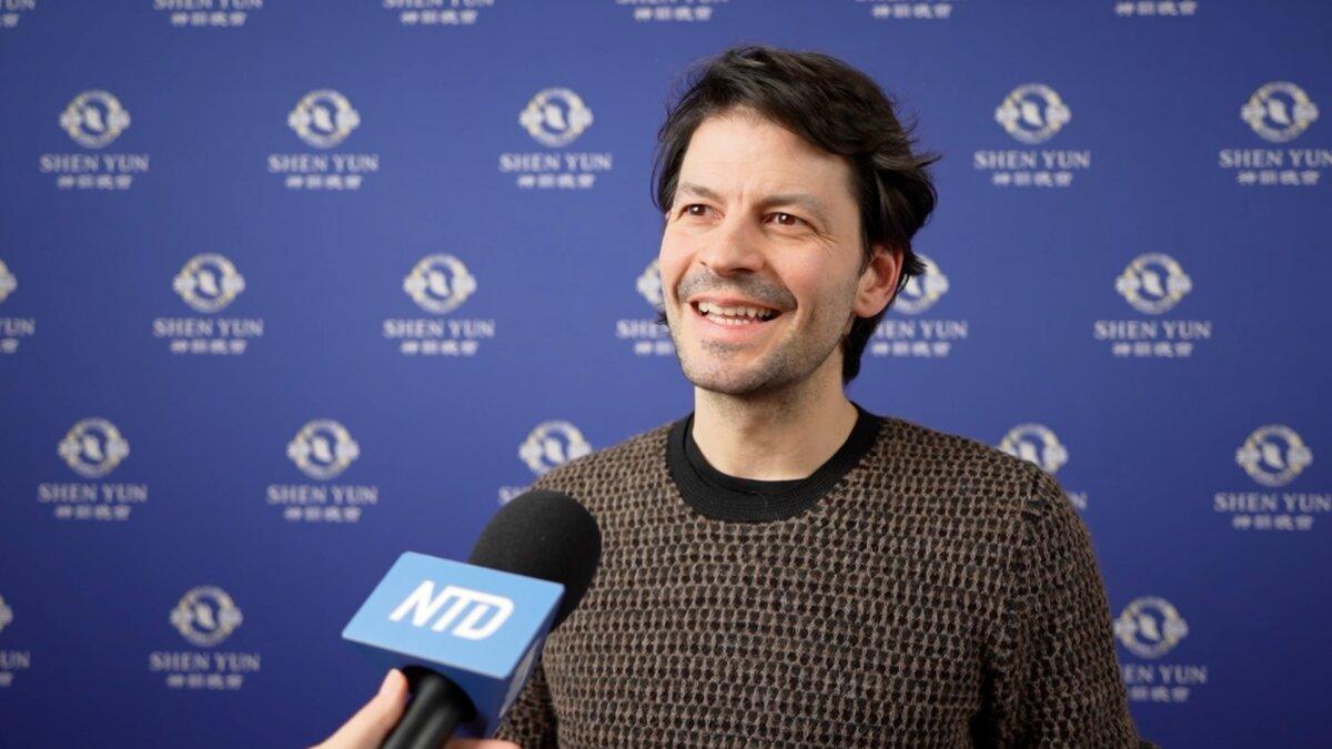 Former Swiss world champion figure skater Stéphane Lambiel attends Shen Yun in Lausanne, Switzerland, on Feb. 21, 2026. (NTD)