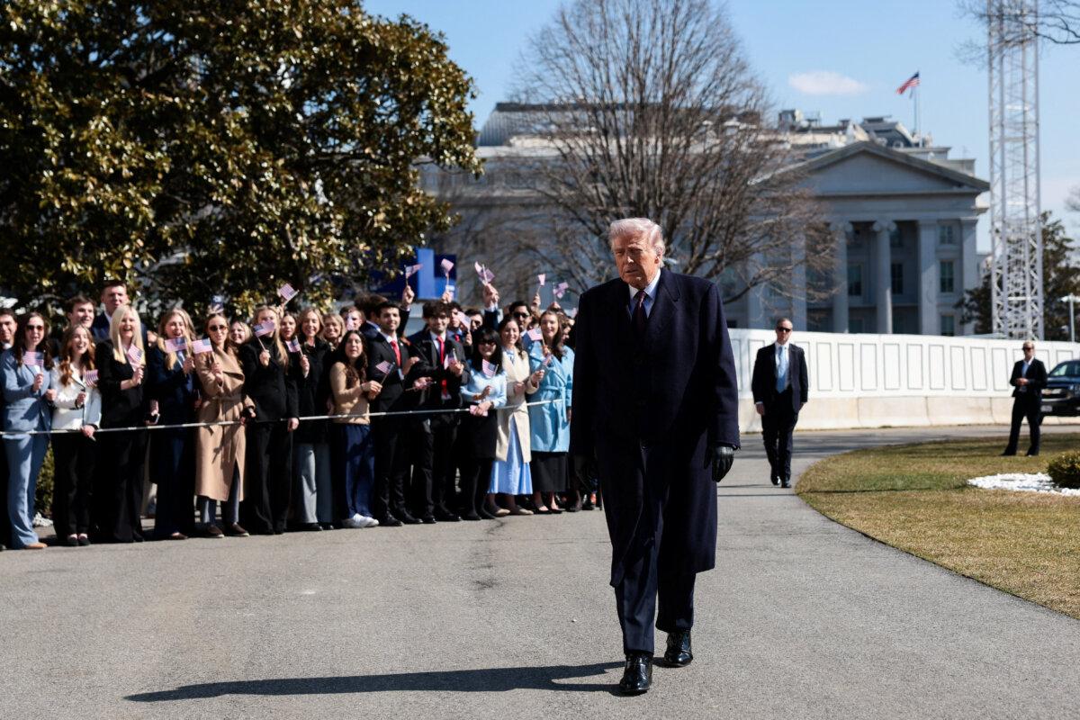 President Donald Trump departs from the White House on Feb. 27, 2026. (Evelyn Hockstein/Reuters)