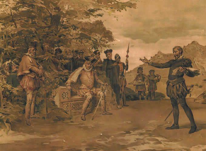 Camoes reading "The Lusiads" to King Sebastian, in lithography from 1893. (Public Domain)