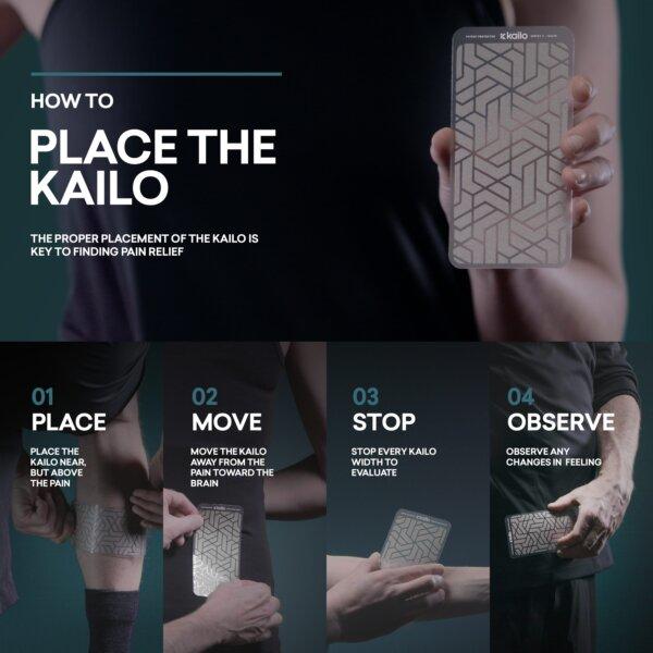 Kailo, a wearable pain relief patch that works with your body's natural electrical system to block pain signals without drugs, side effects, or the risk of addiction.