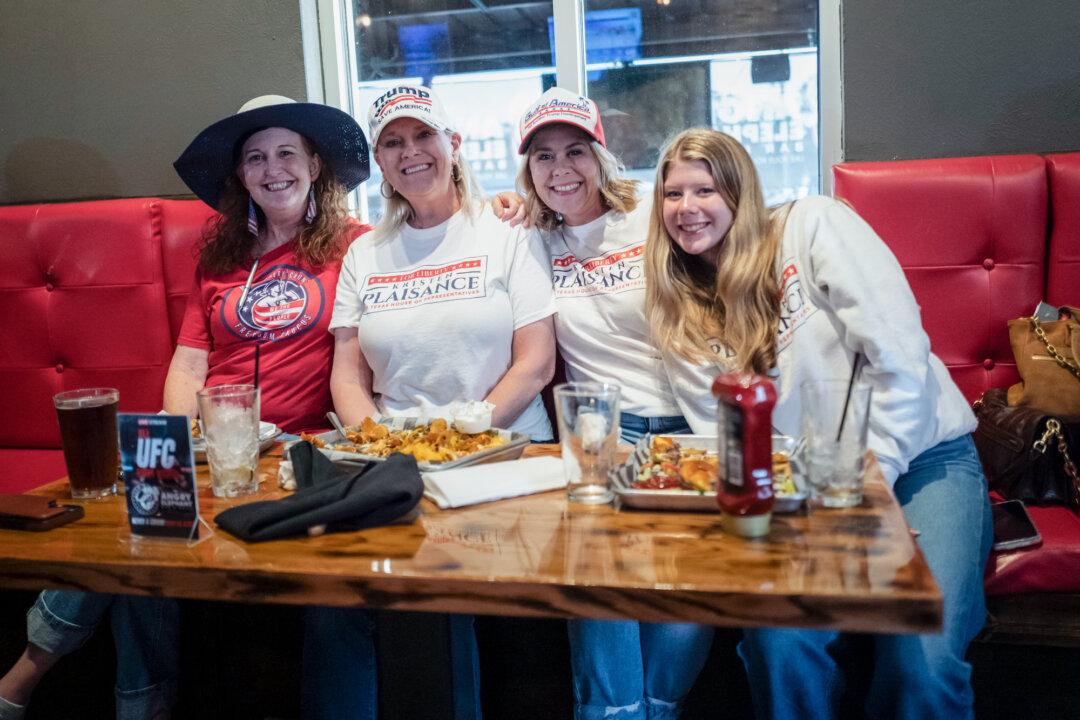 (Top) Texas Attorney General Ken Paxton speaks during an event with his supporters during the Texas Senate Primary in Magnolia, Texas, on Feb. 19, 2026. (Bottom Left) David Lanoue takes part in an event with Texas Attorney General General Ken Paxton during the Texas Senate Primary in Magnolia, Texas, on Feb. 19, 2026. (Bottom Right) Supporters of Texas Attorney General Ken Paxton at a campaign event during the Texas Senate Primary in Magnolia, Texas, on Feb. 19, 2026.