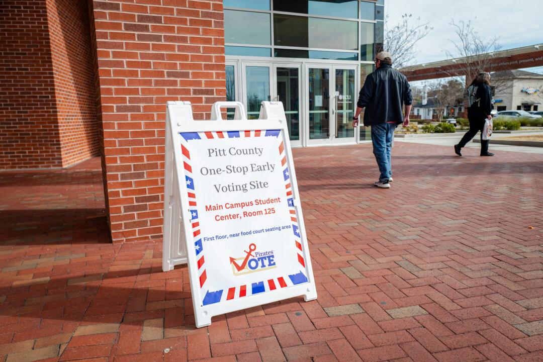 An early voting polling site at East Carolina University as North Carolina begins its midterm primary elections, in Greenville, N.C., on Feb. 12, 2026. (Madalina Kilroy/The Epoch Times)