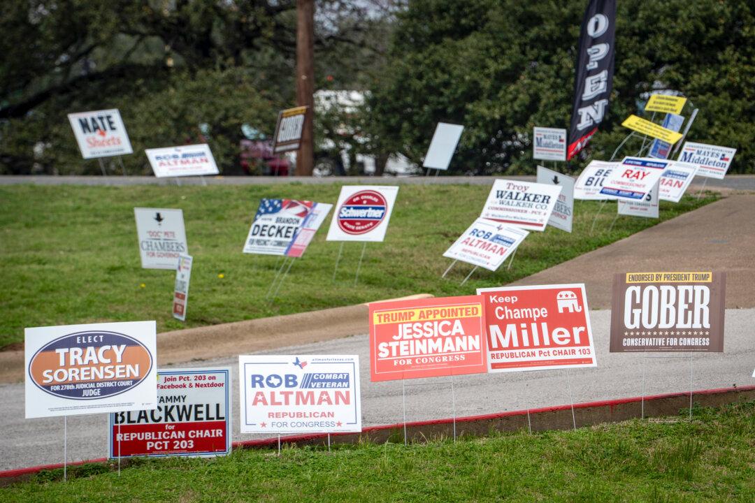 An early voting place during the Texas Senate primary at the Walker County Storm Shelter in Huntsville, Texas, on Feb. 19, 2026. (Madalina Kilroy/The Epoch Times)