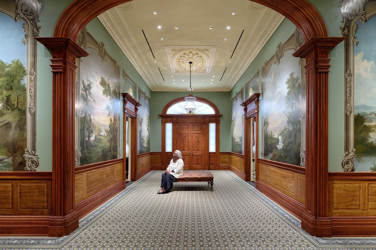 Robert S. Duncanson's "Landscape Murals," circa 1850–1852, in the Duncanson Foyer. Oil on painted plaster. Taft Museum of Art, Cincinnati. (Ryan Kurtz/Taft Museum of Art)