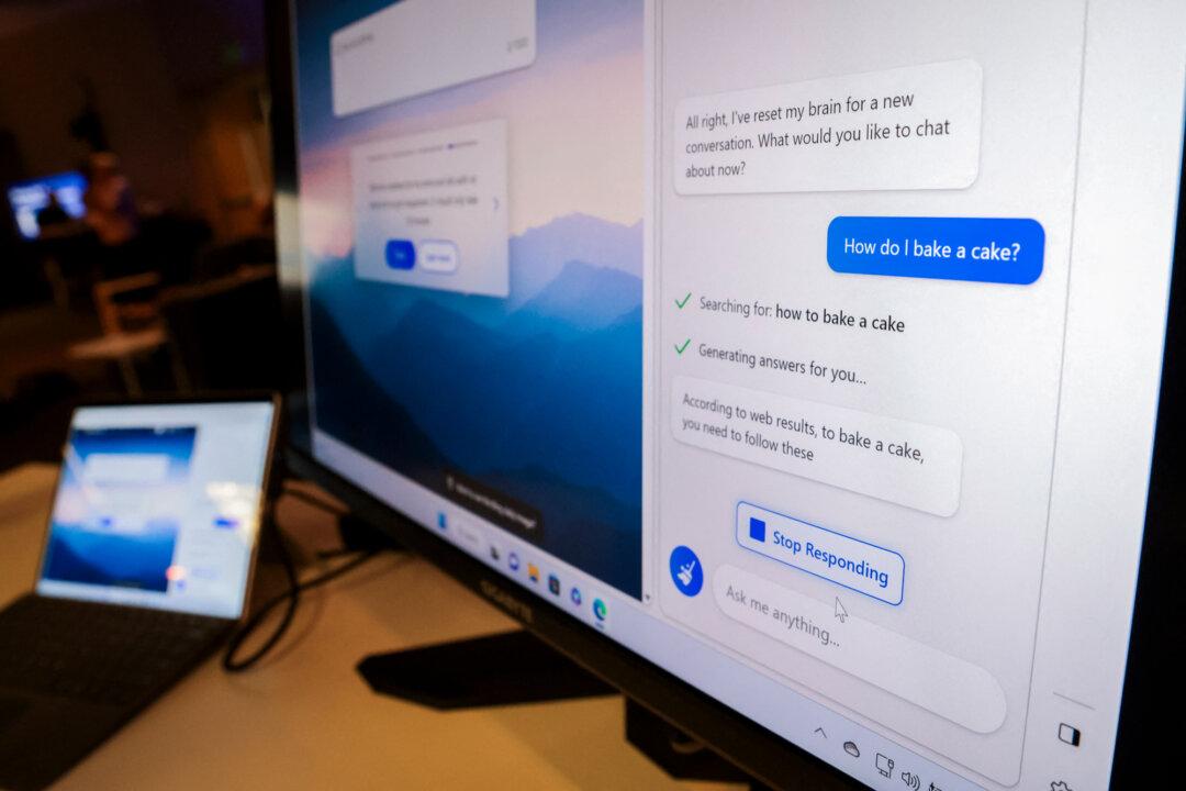 Microsoft Bing is displayed on a monitor during an event introducing AI-powered Bing and Edge at Microsoft in Redmond, Wash., on Feb. 7, 2023. As generative AI becomes more common in hiring, specificity has grown more important for job applicants. (Jason Redmond/AFP via Getty Images)