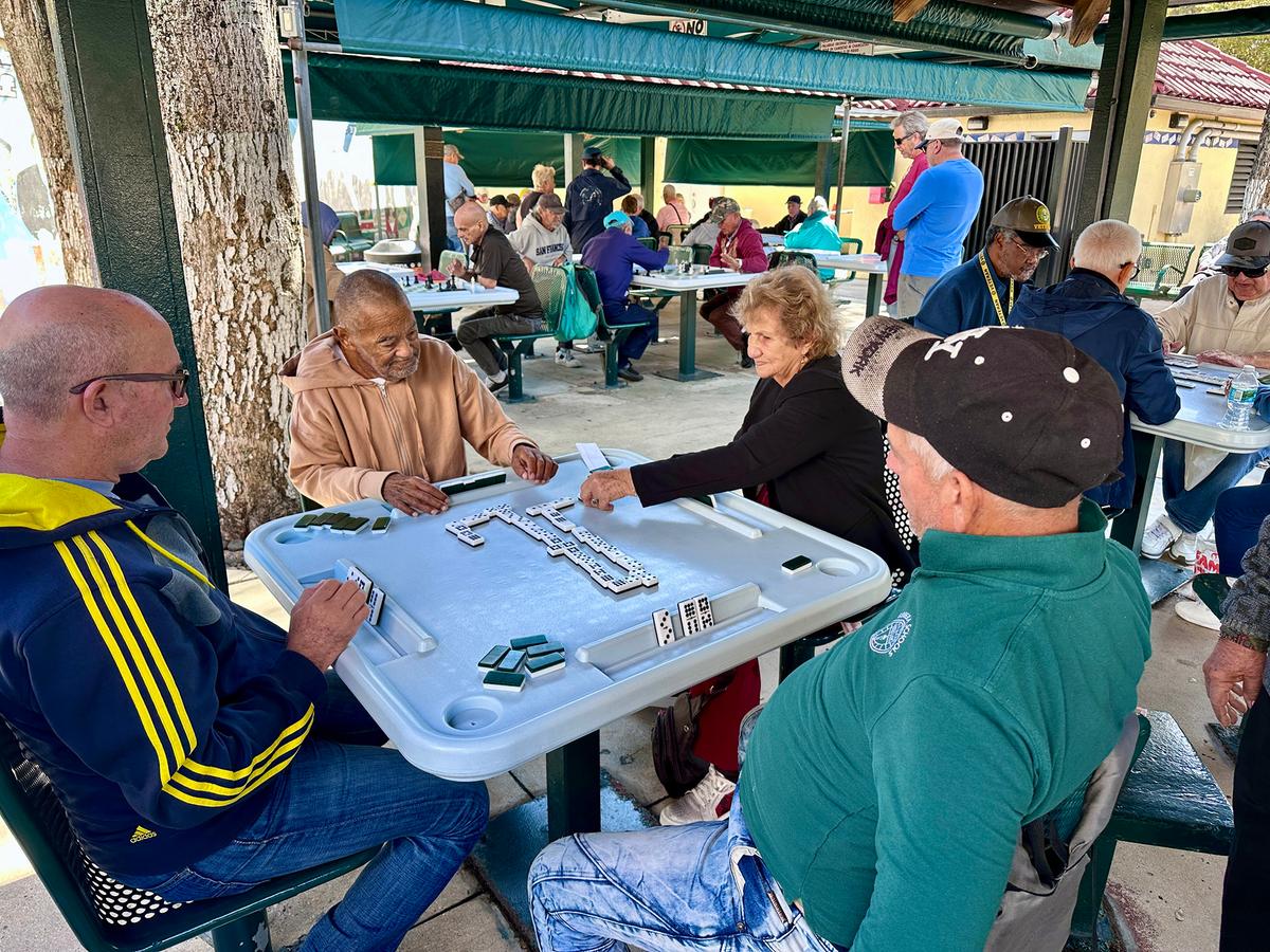 Domino Park gets its name from the daily domino games that are played there. (Tim Johnson)
