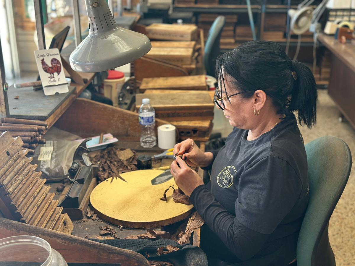 Skilled cigar rollers, known as torcedores, shape cigars entirely by hand, using high-quality tobacco leaves. (Tim Johnson)