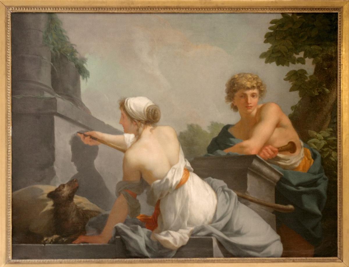 "The Origin of Painting," circa 1785–1786, by Jean-Baptiste Regnault. Palace of Versailles, France. (Public Domain)