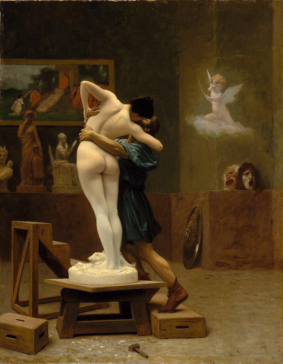 "Pygmalion and Galatea," 1890, by Jean-<span class="mw-page-title-main">Léon Gérôme</span>. Metropolitan Museum of Art, New York City. (Public Domain)