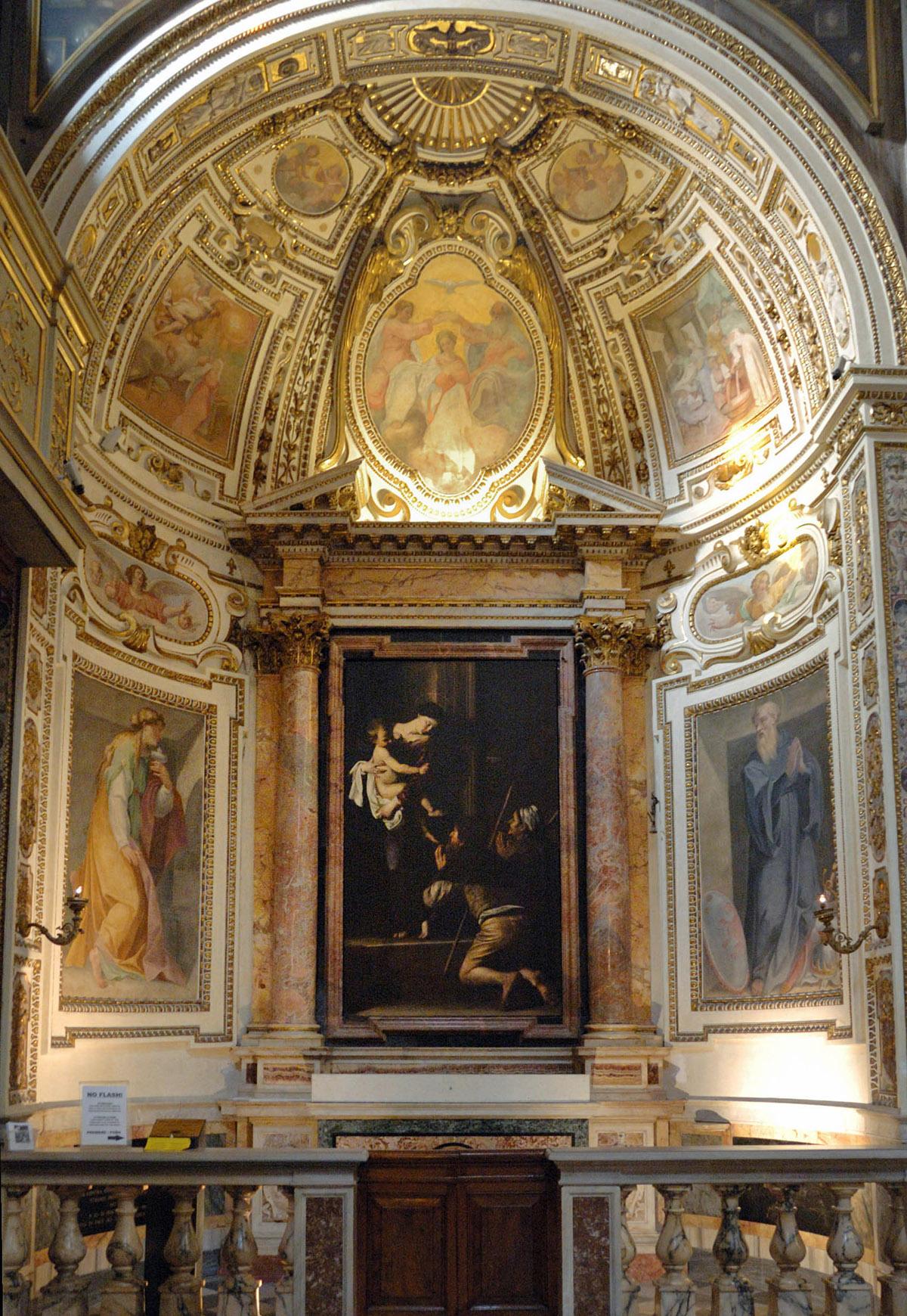 "The Madonna of the Pilgrims," circa 1604, by Caravaggio, is preserved in the Cavalletti Chapel of the Basilica di Sant'Agostino, in Rome. (Bruno Brunelli/Getty Images)