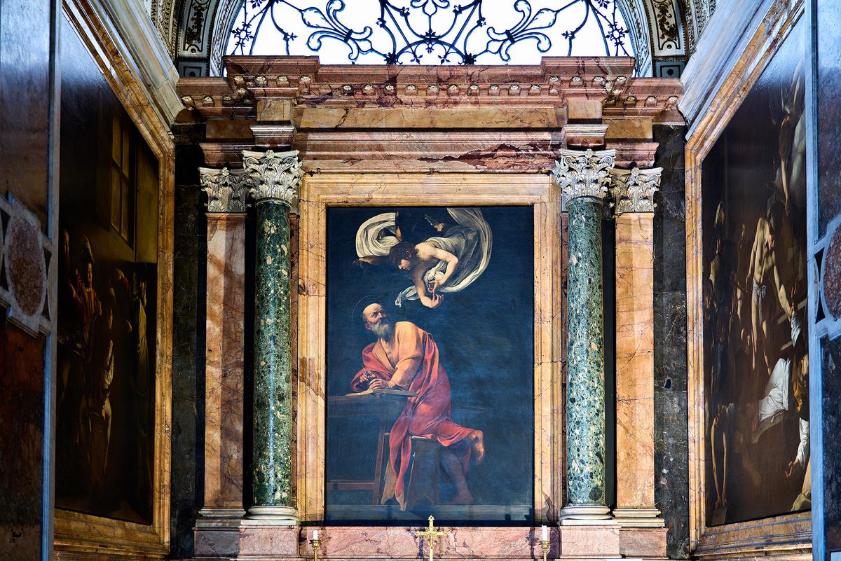Caravaggio's artwork of St. Matthew, at San Luigi dei Francesi Church in Rome. (Marco Brivio/Getty Images)