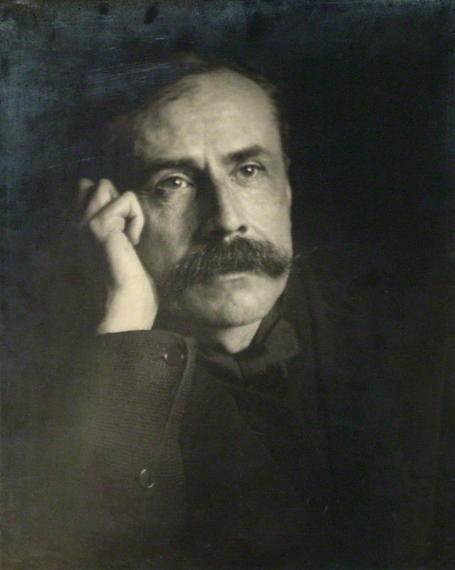 Edward Elgar, circa 1903, by Charles Frederick Grindrod. Bromide print. (Public Domain)
