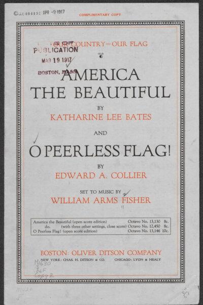 "America the Beautiful" sheet music. (Public Domain)