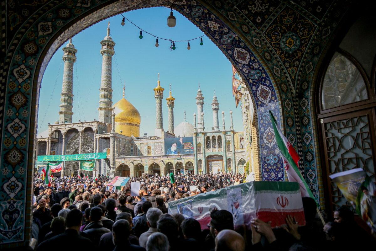 Mourners in Qom, Iran, attend the funeral of those killed in the U.S.–Israeli war with Iran in this photo obtained on March 5, 2026. (Mehdi Alavi/ISNA/AFP via Getty Images)