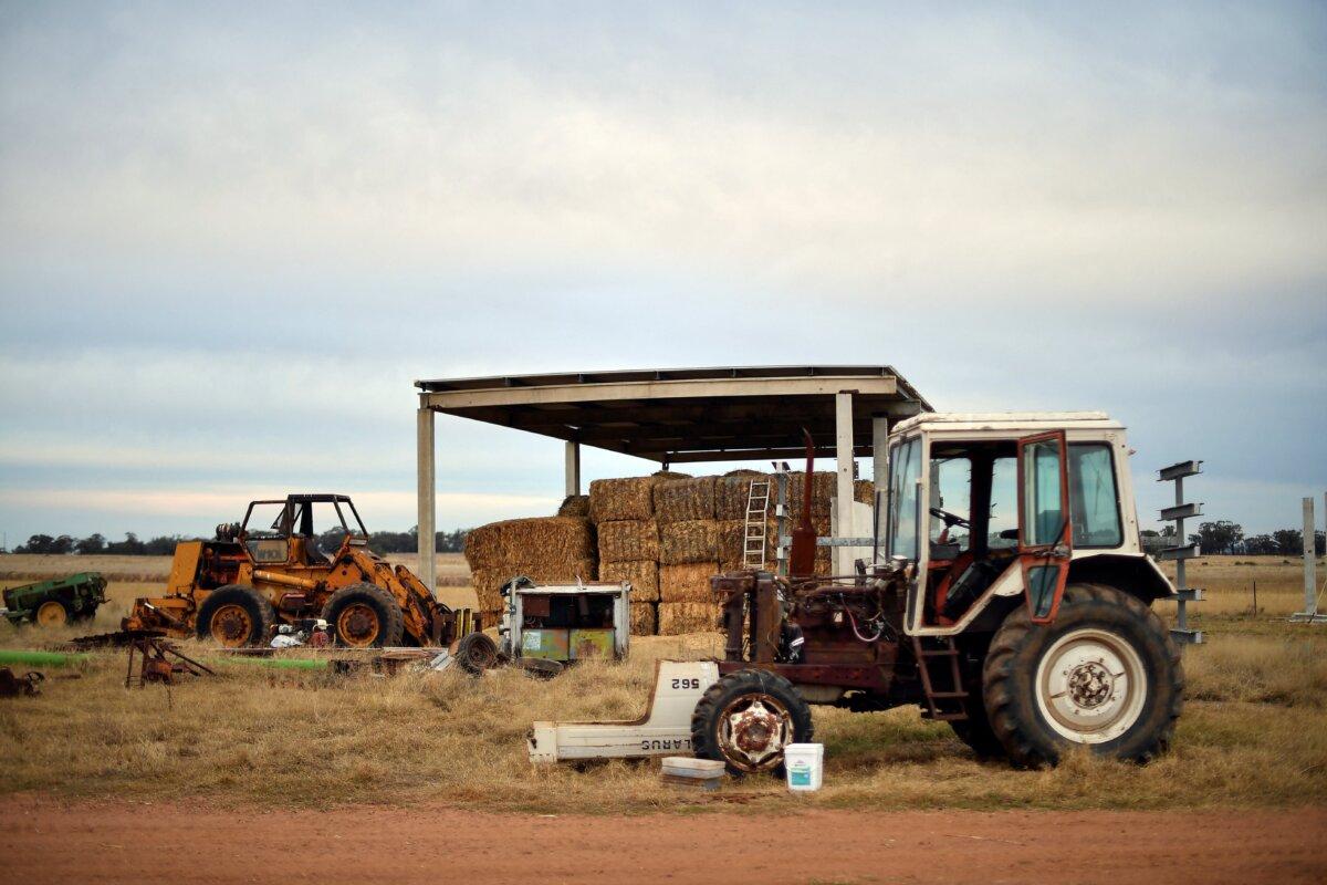 Agricultural equipment on a farm in Dubbo, Australia, on June 1, 2021. (Saeed Khan/AFP via Getty Images)