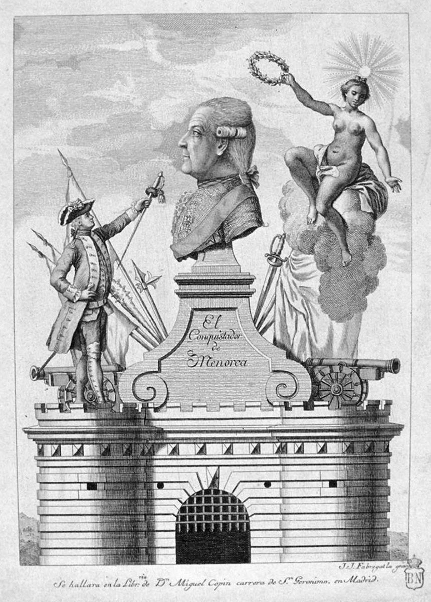 A 1782 Spanish print commemorating Crillon's victory on Minorca. (Public Domain)