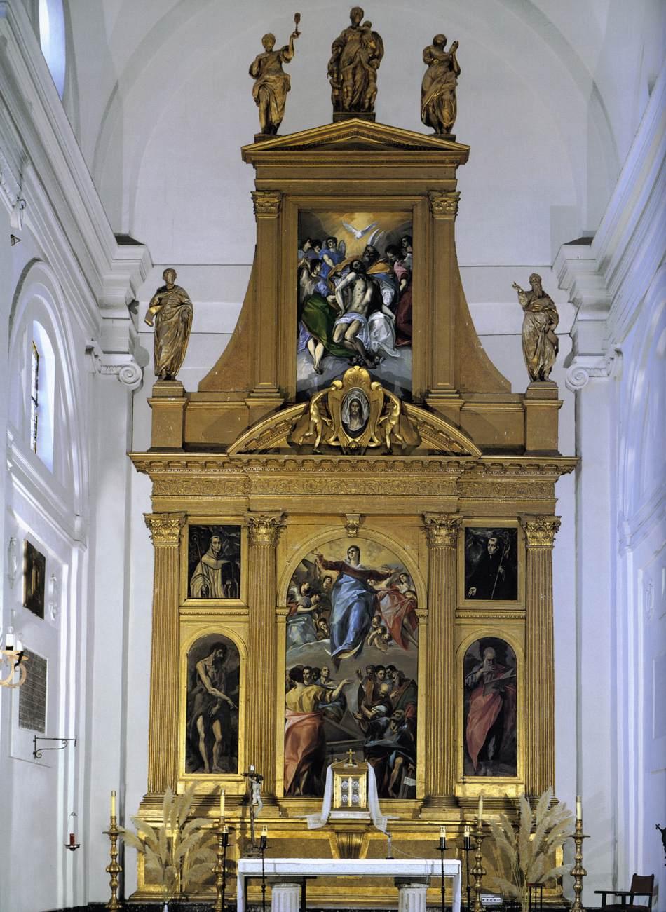 The church of the monastery of Santo Domingo el Antiguo with a copy of El Greco's altarpiece "The Assumption of the Virgin." (Public Domain)