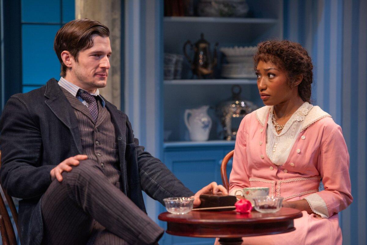 No-nonsense Paul (David T. Patterson) tries his hand at courting Virginia Cavender (Cassia Thompson), in “Zack.” (Todd Cerveris)