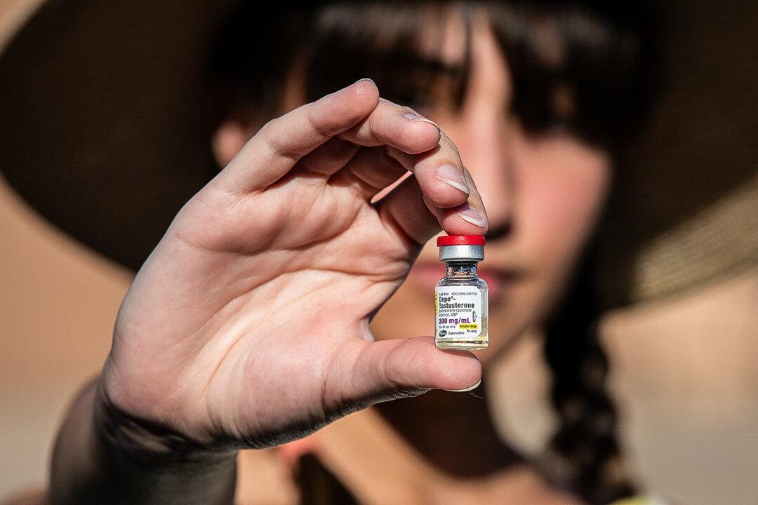 Testoserone medication for gender transitoning used for injecting into fatty tissue in Northern California on Aug. 26, 2022. (John Fredricks/The Epoch Times)