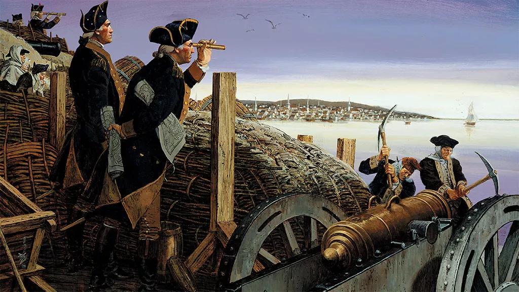 Gen. Washington surveyed British-occupied Boston from Dorchester Heights in March 1776. (National Park Service)