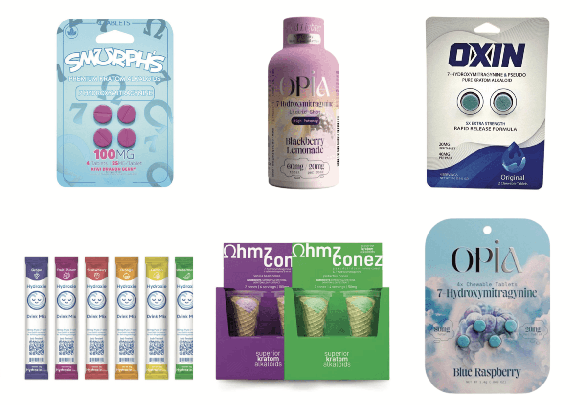 Examples of potent 7-OH products that are "hiding in plain sight," according to the Food and Drug Administration. (FDA.gov)