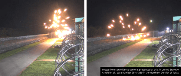 Image from surveillance camera, presented at trial in United States v. Arnold et al. (Justice.gov)