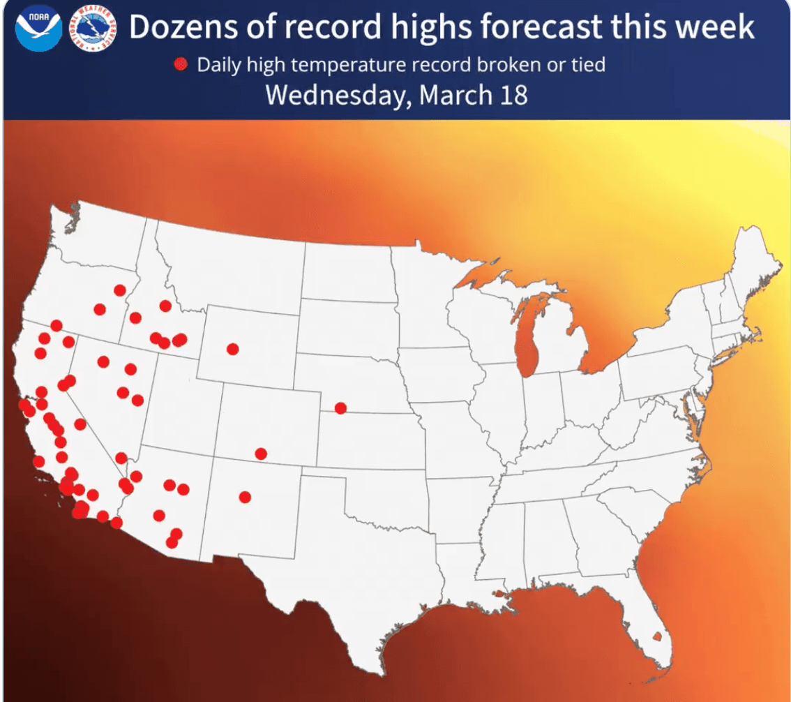 Heat Wave Expands Out West While Freeze Lingers in East, Deep South
