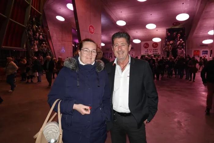 François-Xavier Ozustovicz and his wife after the performance on March 17 at the Zénith in Amiens. (Fan Yi/The Epoch Times)