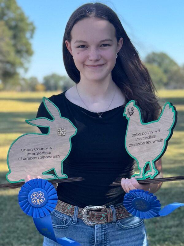 Isabella Worsnop, a freshman at Forest Hills High School in Marshville, N.C., displays awards she won at a local 4H event. (Courtesy of Rebecca Worsnop)