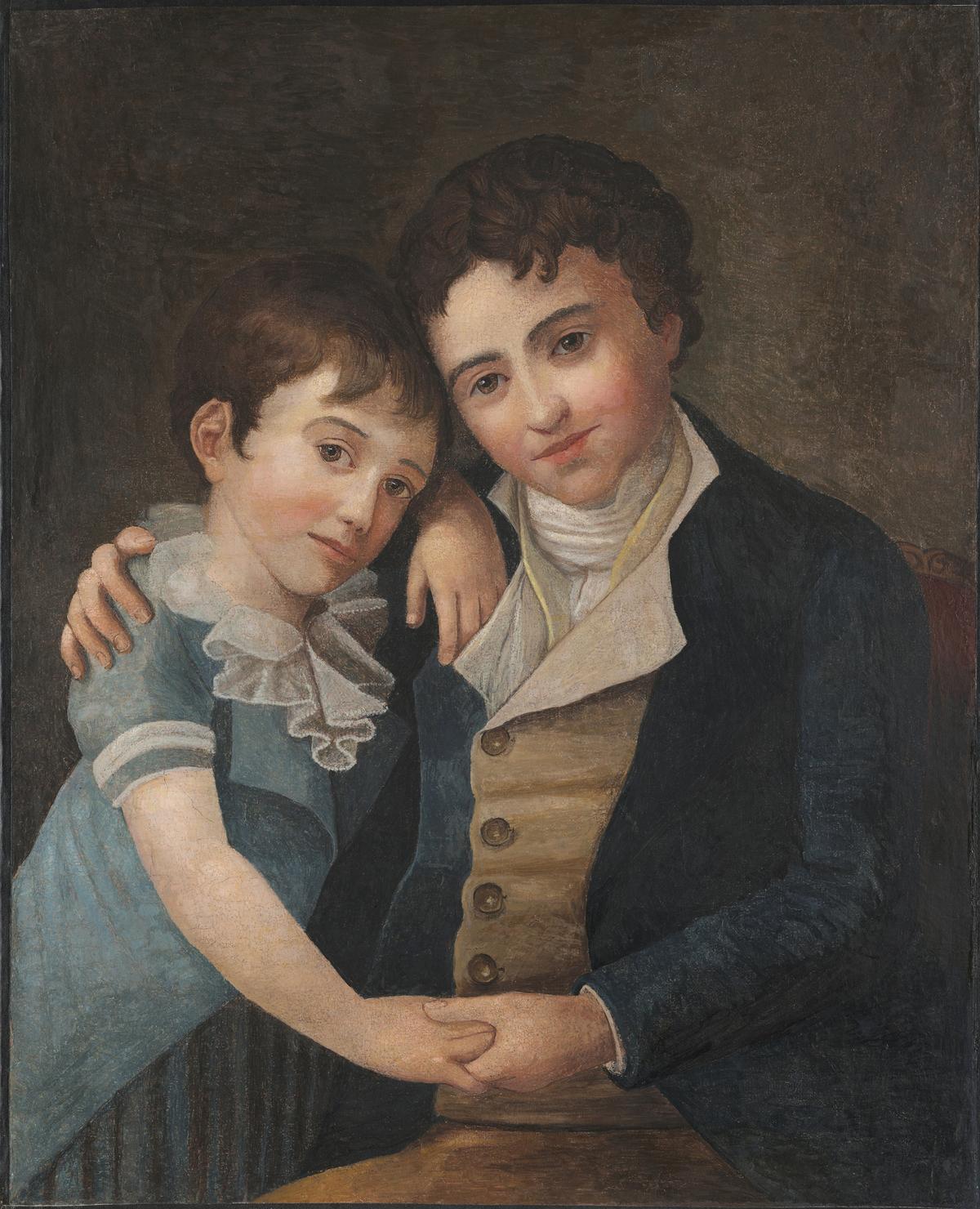 Portrait of Carl Thomas (R) and Franz Xaver Wolfgang Mozart, circa 1798, by Hans Hansen. Oil on canvas. Mozart Museums, International Mozarteum Foundation, Salzburg, Austria. (Courtesy of the Morgan Library & Museum)