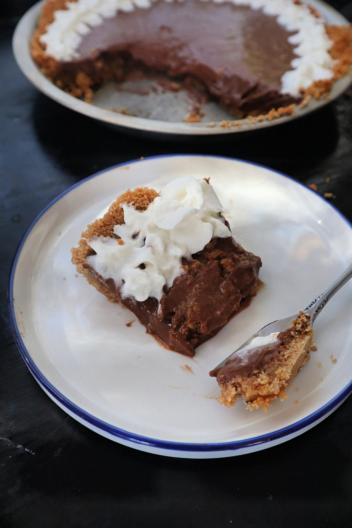 Chocolate tofu pie is enhanced with whipped cream. (Gretchen McKay/Pittsburgh Post-Gazette/TNS)