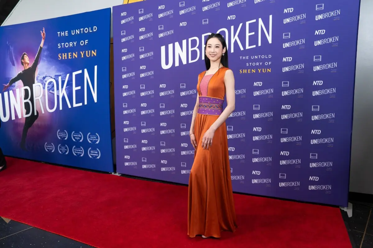 Shen Yun Performing Arts principal dancer Angela Lin attends the world premiere of "Unbroken: The Untold Story of Shen Yun" at AMC Theater at Lincoln Square in New York City on March 24, 2026. (Samira Bouaou/The Epoch Times)