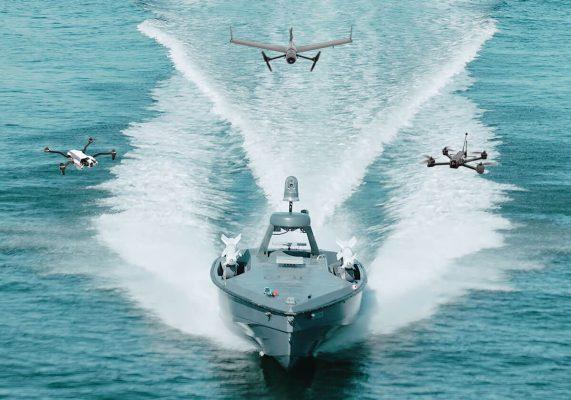 Blue Ops demonstrates one of its drone boats, known as unmanned surface vessels, on Lake Okechobee, Fla., in February 2026. (Courtesy of Blue Ops, a division of Red Cat Holdings)