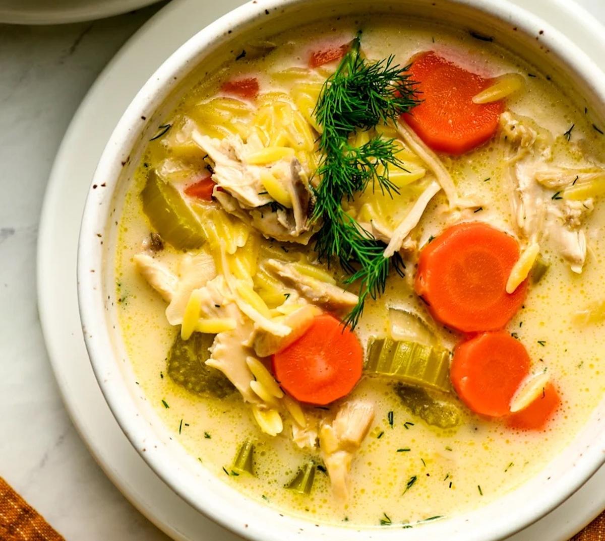 Creamy Lemon Chicken Orzo Soup