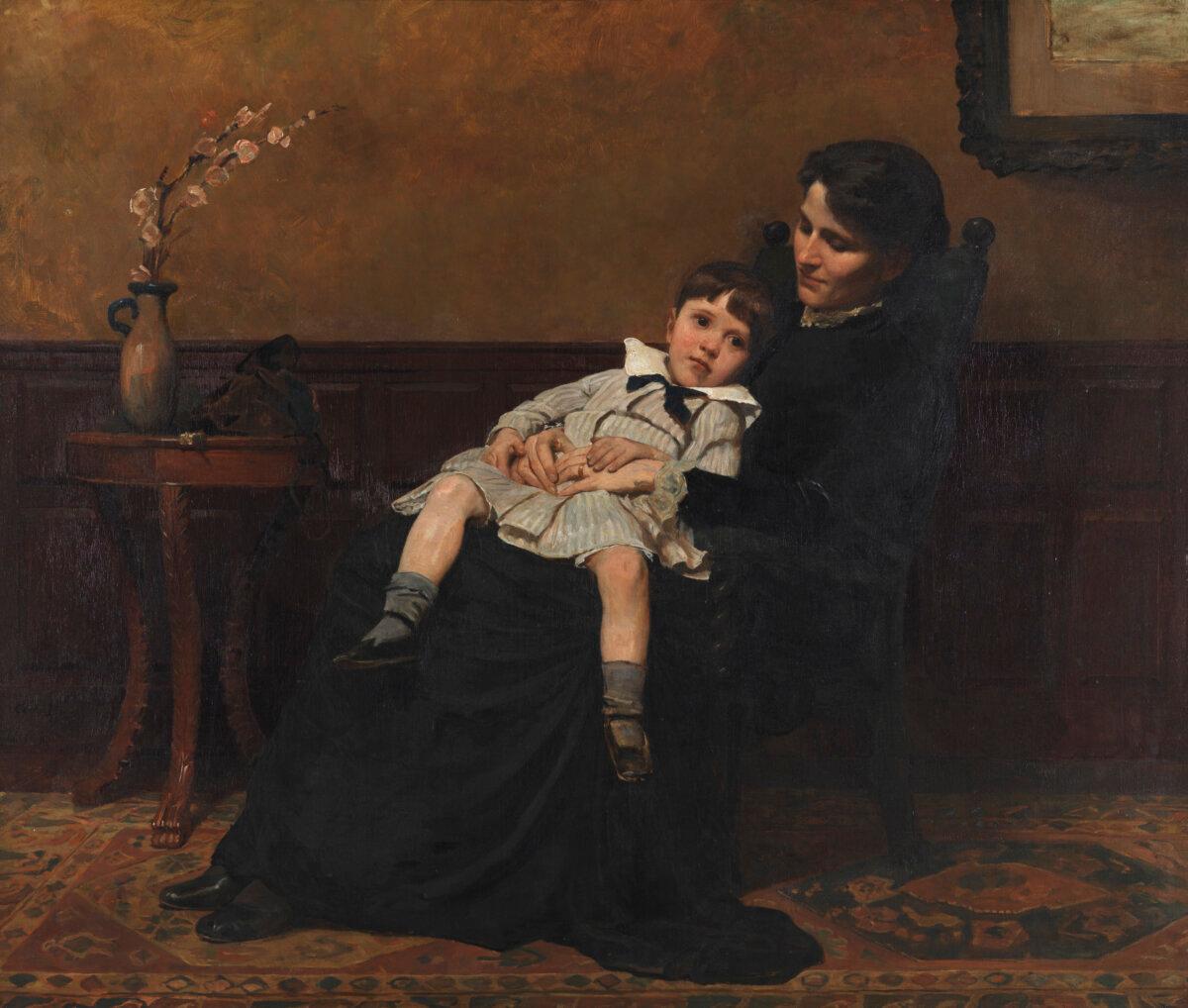 《童年的最後時光》(Les Derniers Jours D’enfance),1883—1885年,塞西莉亞‧博克斯(Cecilia Beaux ,1855—1942年)作。布面油畫;116×137公分,由塞西莉亞‧德林克‧索爾頓斯托爾(Cecilia Drinker Saltonstall)捐贈,賓州美術學院藏。(賓州美術學院提供)