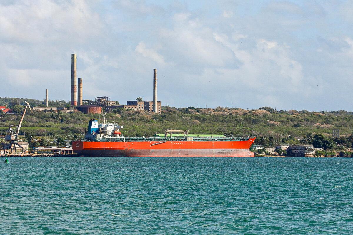 A tanker ship at the supertanker base in the industrial zone of the port of Matanzas, Cuba, on March 30, 2026. (AFP via Getty Images)