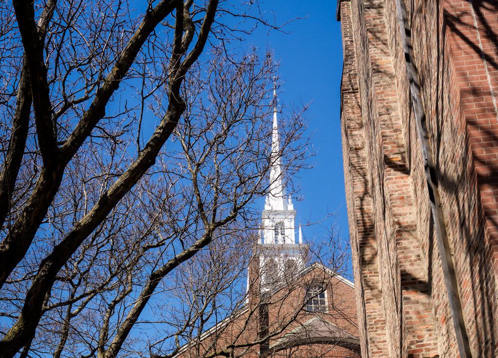 Old North Church, formally known as Christ Church, is seen in Boston on April 8, 2026. The church was established as Boston grew within the British Province of Massachusetts Bay. (Samira Bouaou/The Epoch Times)