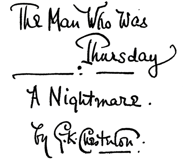 Title page illustration from "The Man Who Was Thursday." (Public Domain)